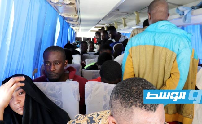 المهاجرون الذين جرى نقلهم من صبراتة إلى طرابلس، الثلاثاء 30 أغسطس 2022. (مديرية أمن صبراتة)
