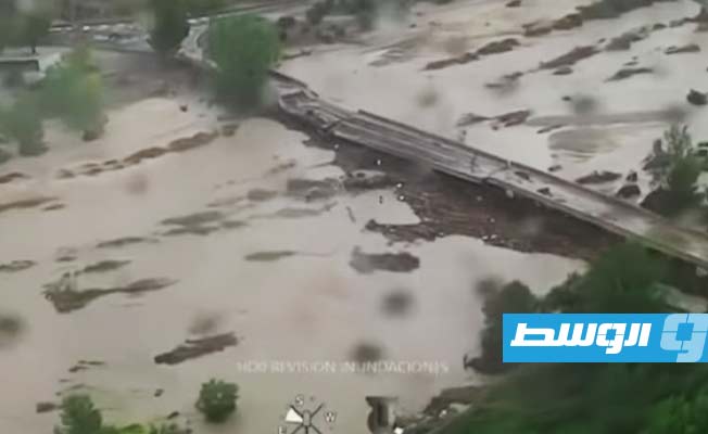 فيضانات تغرق الشوارع في إسبانيا، 4 سبتمبر 2023. (صورة مثبتة من مقطع فيديو)