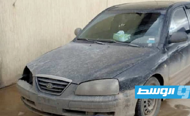 السيارة المضبوطة في بنغازي، 1 فبراير 2023. (مديرية أمن بنغازي)