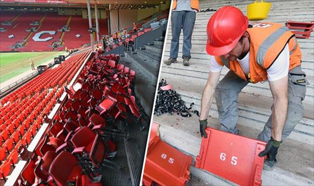 جماهير ليفربول تسرق مقاعد المدرجات