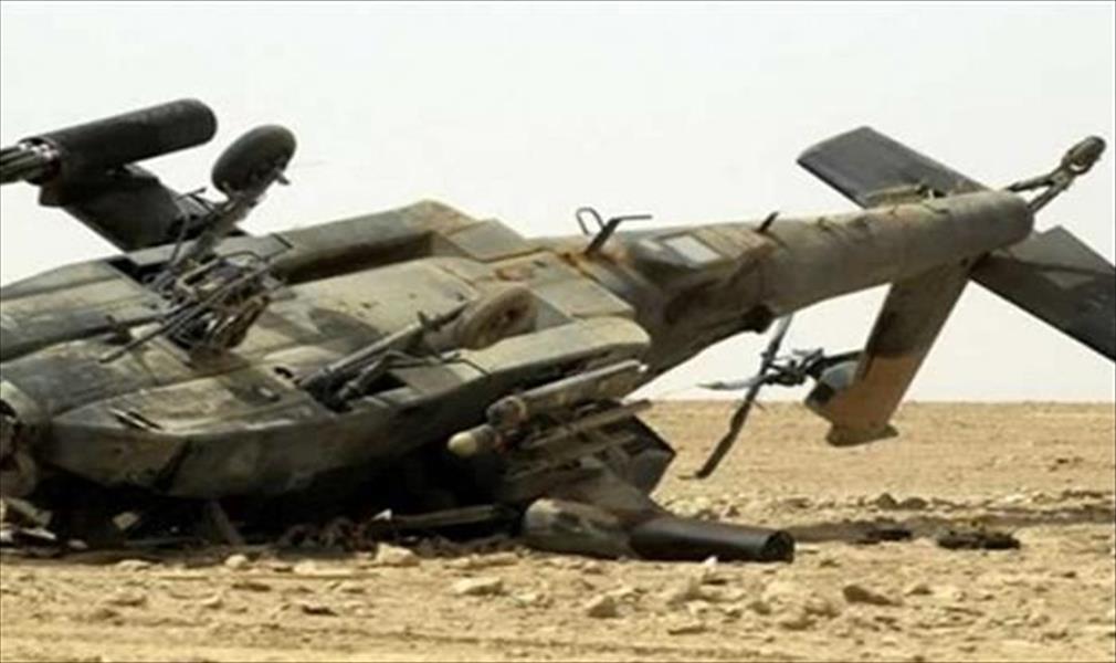 سقوط مروحية بمنطقة المقرون غرب بنغازي