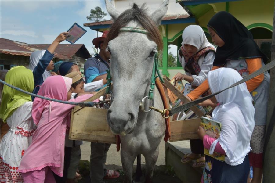 «الحصان» مكتبة متنقلة بالقرى النائية في إندونيسيا