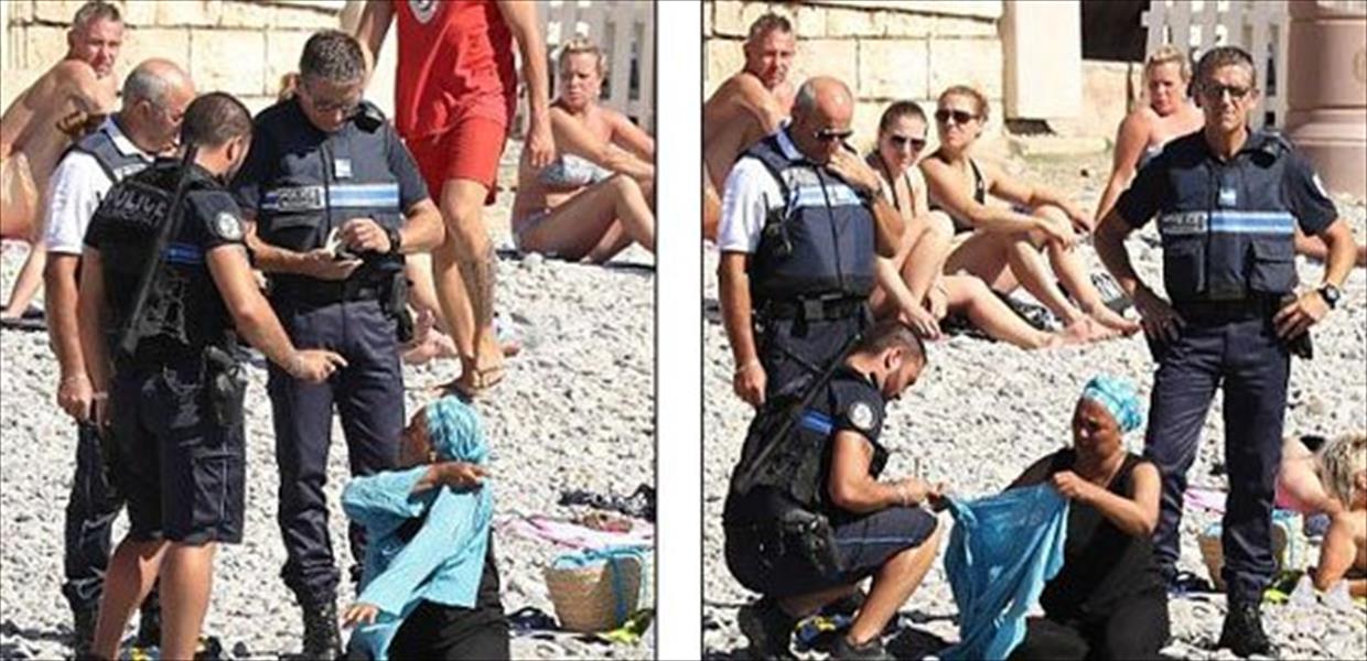 بالصور: الشرطة الفرنسية تجبر امرأة على نزع «البوركيني» على الشاطئ