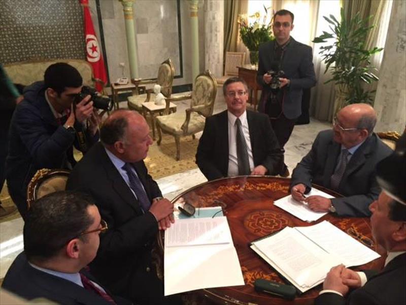 شكري يعرض جهود مصر لتقريب وجهات النظر بين الأطراف الليبية في تونس