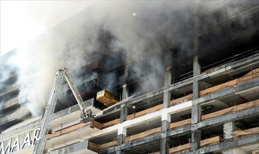 حريق قرب برج خليفة في دبي