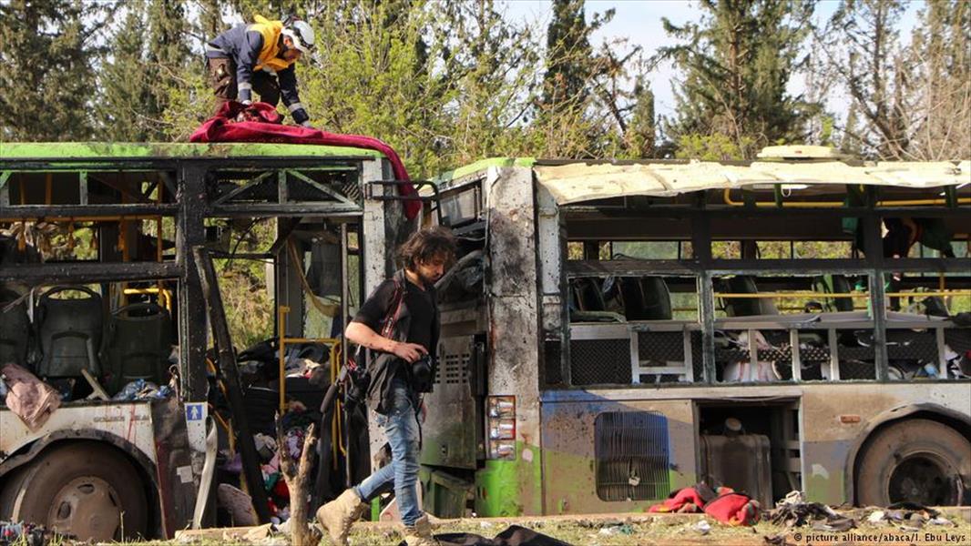 تفجير حافلات بلدتي كفريا والفوعة يلتهم 100 سوري