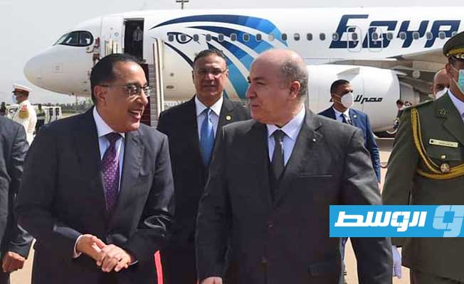 من استقبال رئيس الوزراء المصري، مصطفى مدبولي، في إطار «هواري بومدين» بالعاصمة الجزائر، 29 يونيو 2022. (الإنترنت)