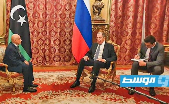 عقيلة صالح يصل موسكو ويلتقي وزير الخارجية الروسي
