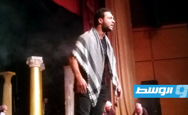 جانب من مسرحية «هنا غزة.. هنا العزة» في مسرح الكشاف بطرابلس، في 11 نوفمبر 2023. (بوابة الوسط)