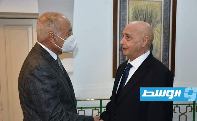 عقيلة صالح خلال لقائه مع أبو الغيط في مقر جامعة الدول العربية بالقاهرة، 28 نوفمبر 2022 (مجلس النواب)
