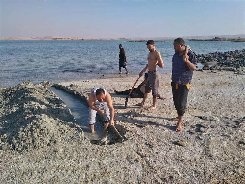 شباب واحة الجغبوب يطلق حملة لتنظيف بحيرة الملفا (صور)