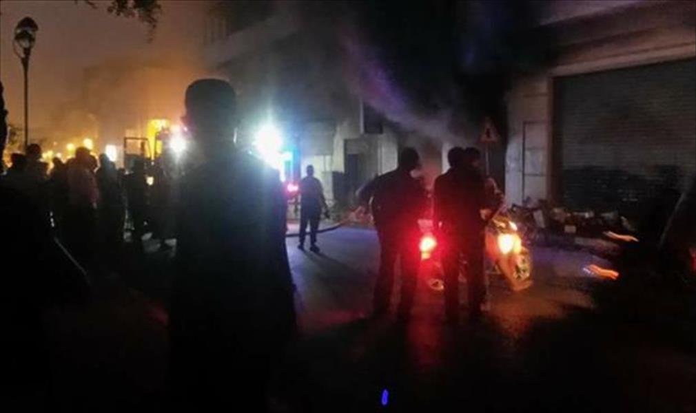 اندلاع حريق بفندق قرب جزيرة الجرات وسط طرابلس