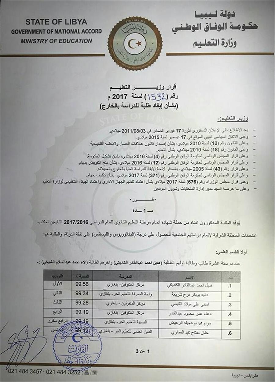 بالأسماء: تعليم الوفاق تصدر قرارًا بإيفاد 31 طالبًا للدراسة في الخارج