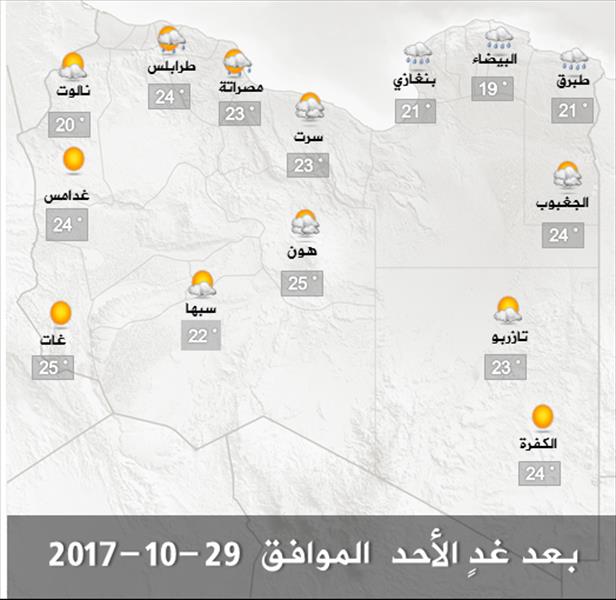 الأرصاد: تقلبات جوية على مناطق شمال شرق ليبيا