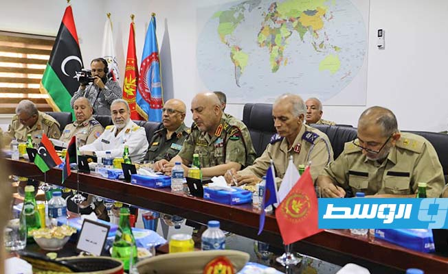 جانب من اجتماع أعضاء لجنة «5+5» في طرابلس، 18 يوليو 2022. ( المكتب الإعلامي لرئاسة أركان قوات القيادة العامة ).