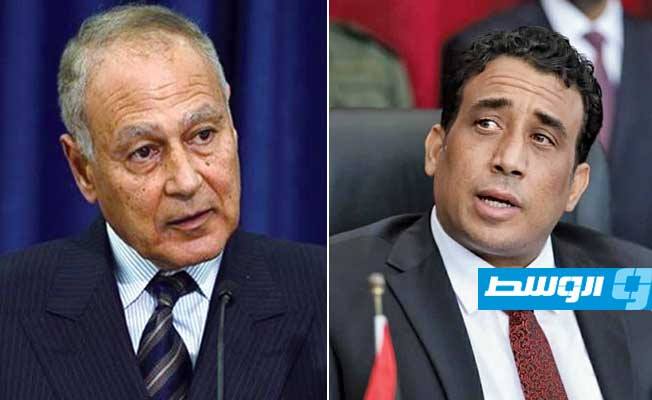 أبو الغيط يؤكد للمنفي دعم الجامعة العربية الكامل للسلطة التنفيذية الجديدة