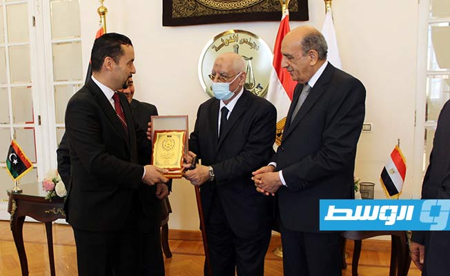 مراسم توقيع مذكرة التفاهم بين المجلس الأعلى للقضاء ومجلس الدولة المصري، الأربعاء 22 سبتمبر 2021. (السفارة الليبية بالقاهرة)