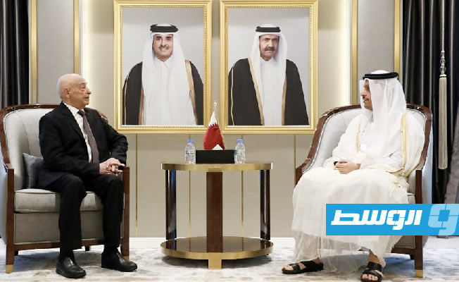 رئيس الوزراء القطري يؤكد لعقيلة دعم بلاده المسار السياسي الليبي