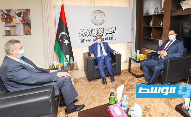 لقاء المشري وكوبيش في طرابلس. الثلاثاء 16 مارس 2021. (المجلس الأعلى للدولة)