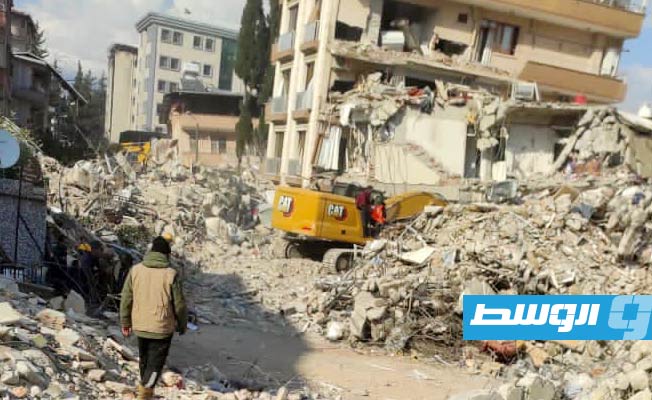 من مشاركة الفرق الليبية في البحث عن ضحايا زلزال تركيا. (وزارة الداخلية)