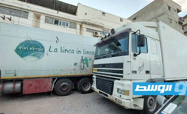الشاحنة التي عثر على متنها على مخدر الحشيش. (وزارة الداخلية)