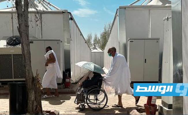 وصول الحجاج الليبيين إلى مخيم مشعر عرفات، الإثنين 26 يونيو 2023. (الهيئة العامة لشؤون الحج والعمرة)