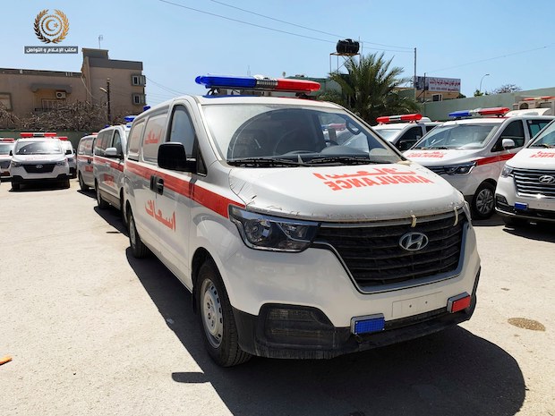 تسليم 65 سيارة إسعاف لجهاز الإسعاف والطوارئ, 28 مارس 2020. (الحكومة الموقتة)