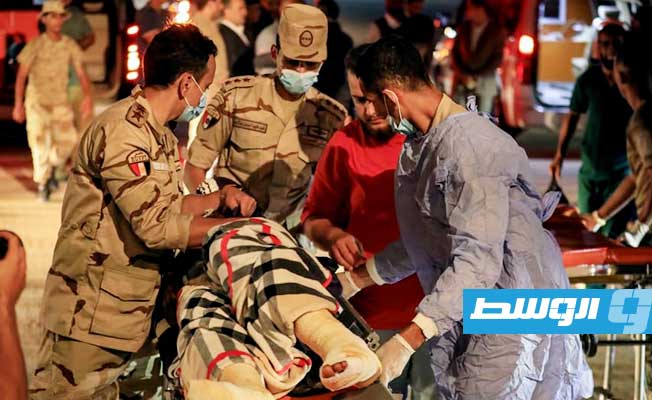 نقل مصابين في «حادث بنت بية» إلى مصر للعلاج، 2 أغسطس 2022. (اللواء خالد المحجوب)