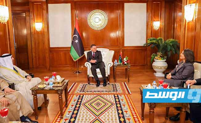 لقاء الدبيبة مع سفير الإمارات لدى ليبيا محمد الشامسي، الإثنين 17 يناير 2022. (حكومة الوحدة الوطنية)