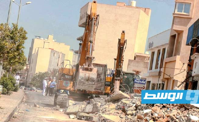 من أعمال إزالة العشوائيات بمنطقة زناتة في طرابلس، 24 يونيو 2023. (مديرية أمن طرابلس)