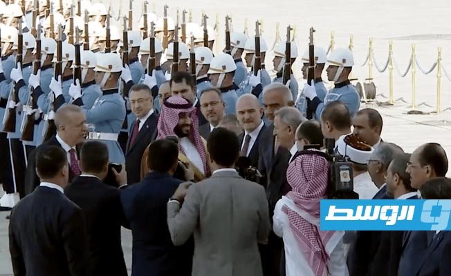 من استقبال إردوغان لولي عهد السعودية محمد بن سلمان، 22 يونيو 2022. (صورة من فيديو)
