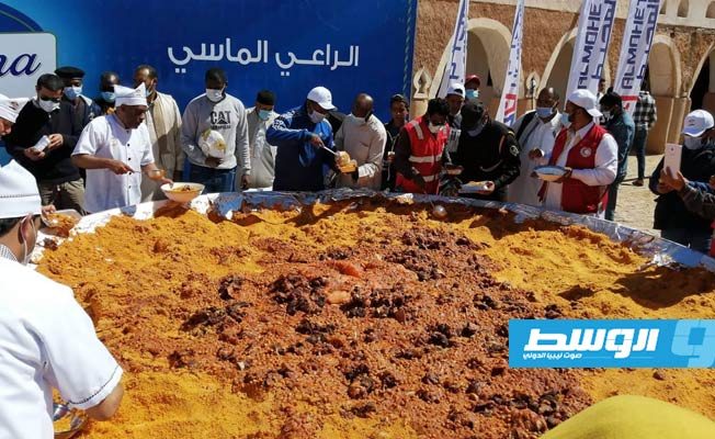 إعداد أكبر وجبة طبق «كسكسي» في ليبيا, 26 مارس 2021. (بلدية غدامس)
