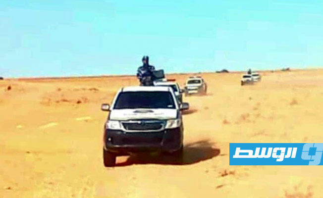 تسيير دوريات أمنية على الشريط الحدودي بين ليبيا وتونس، 25 مارس 2023. (وزارة الداخلية)
