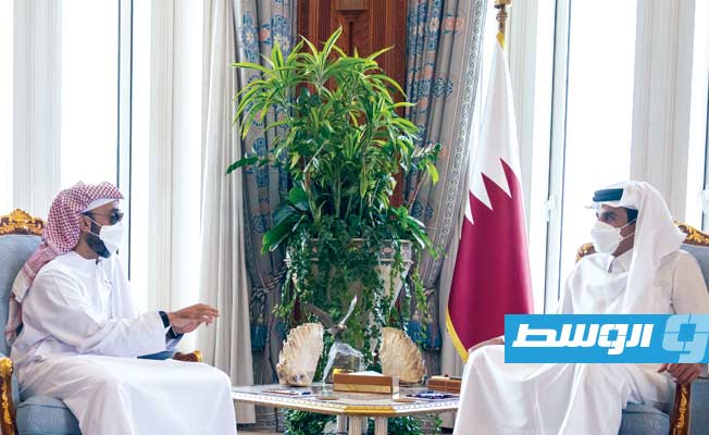 أمير قطر يستقبل وفدا إماراتيا برئاسة طحنون بن زايد