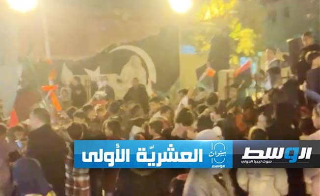 جانب من الاحتفال الشعبي بمنطقة فشلوم في طرابلس للاحتفال بذكرى ثورة فبراير، السبت 17 فبراير 2024 (لقطة مثبتة من الفيديو)
