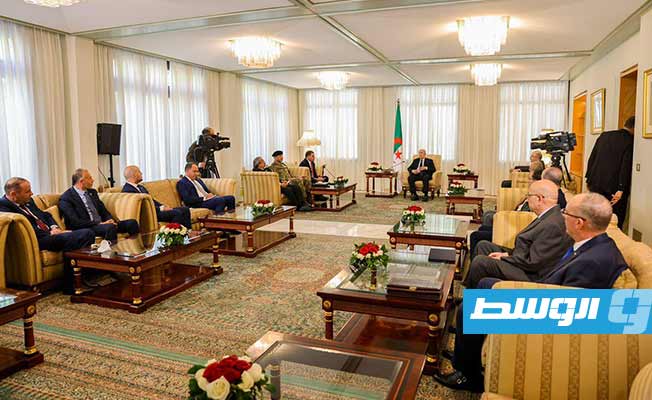 لقاء الدبيبة وتبون بمقر الرئاسة الجزائرية، الإثنين 18 أبريل 2022. (حكومة الوحدة الوطنية)