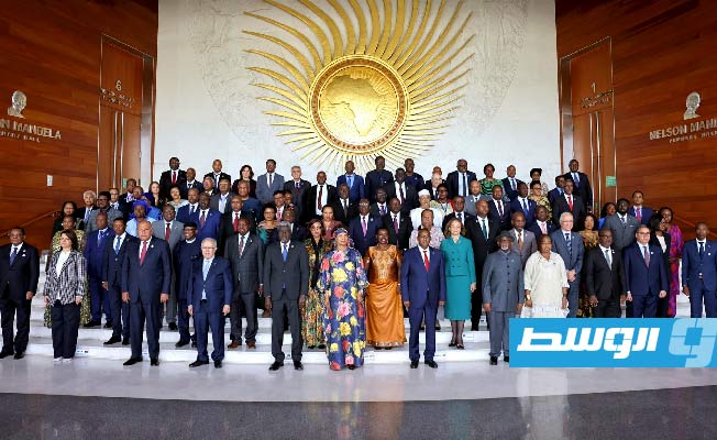 المنقوش في لقطة جماعية في اجتماع المجلس التنفيذي للاتحاد الأفريقي المنعقد في أديس أبابا، 15 فبراير 2023. (وزارة الخارجية)