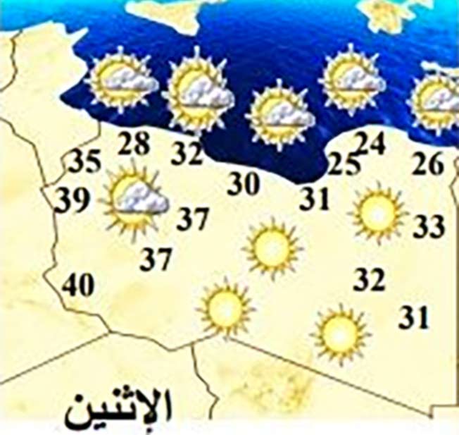 الأرصاد: أجواء معتدلة على أغلب مناطق ليبيا