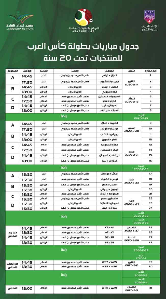 تعرف على مواعيد مباريات المنتخب الليبي في كأس العرب