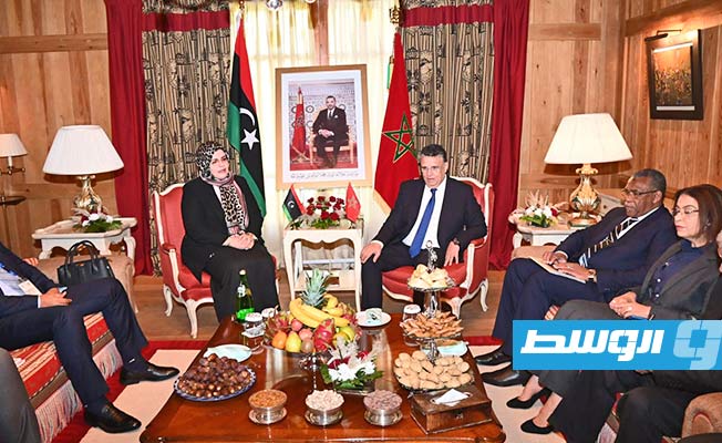 لقاء وزيرة العدل حليمة عبدالرحمن ونظيرها المغربي عبداللطيف وهبي في الرباط، الأربعاء 19 أكتوبر 2022. (وزارة العدل)