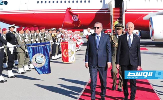 الرئيس التونسي قيس سعيد يستقبل الرئيس التركي إردوغان بتونس. 25 ديسمبر 2019. (الرئاسة التونسية)