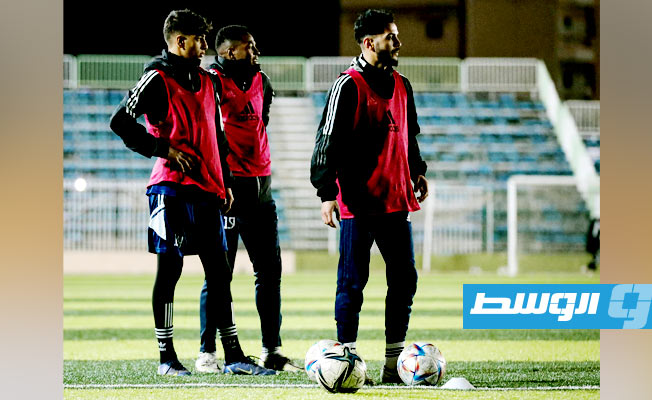 جانب من تدريبات نادي الأخضر الاستعدادية لمواجهة التعاون في الدوري الليبي، 23 مارس 2023. (الإنترنت)