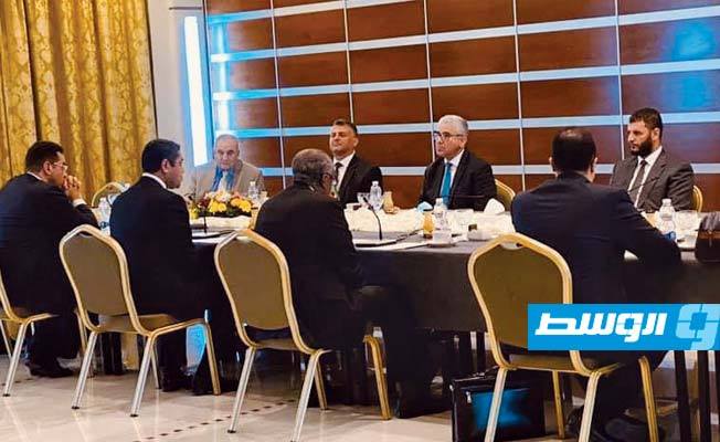 وزير الداخلية فتحي باشاغا، مع الوفد المصري رفيع المستوى الذي يزور العاصمة طرابلس, 27 ديسمبر 2020. (داخلية الوفاق)