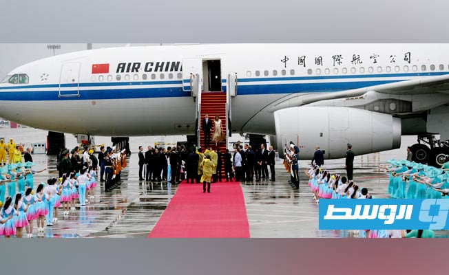 من مراسم استقبال الأسد وزوجته بمطار خانجو الصيني، 21 سبتمبر 2023. (وكالة الأنباء السورية)