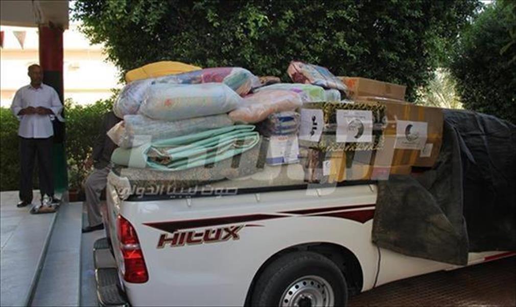 أهالي الجغبوب يرسلون قافلة إغاثة إلى نازحي بنغازي في أجدابيا