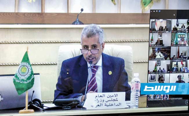 من مشاركة ليبيا في اجتماعات الأمانة العامة لمجلس وزراء الداخلية العرب، 23 مارس 2021. (وزارة الداخلية)