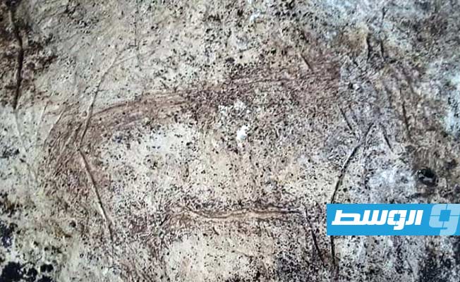 الرسومات التي عثر عليها بموقع الكهف الأثري المكتشف شرق ليبيا. (مصلحة الآثار الليبية)