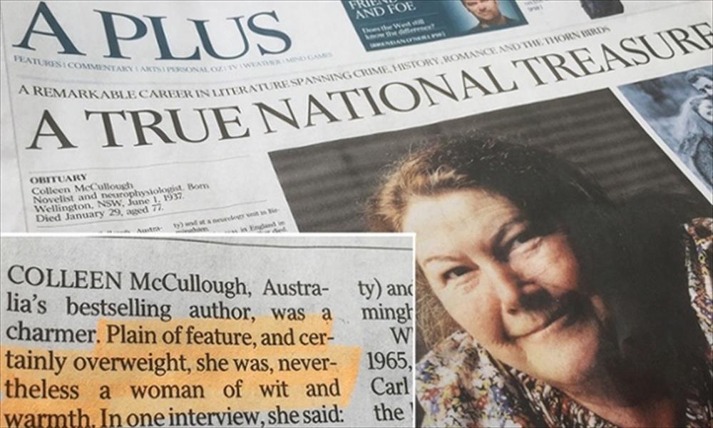 نعي ساخر يثير استياء محبي الكاتبة الأسترالية كولين ماكولو