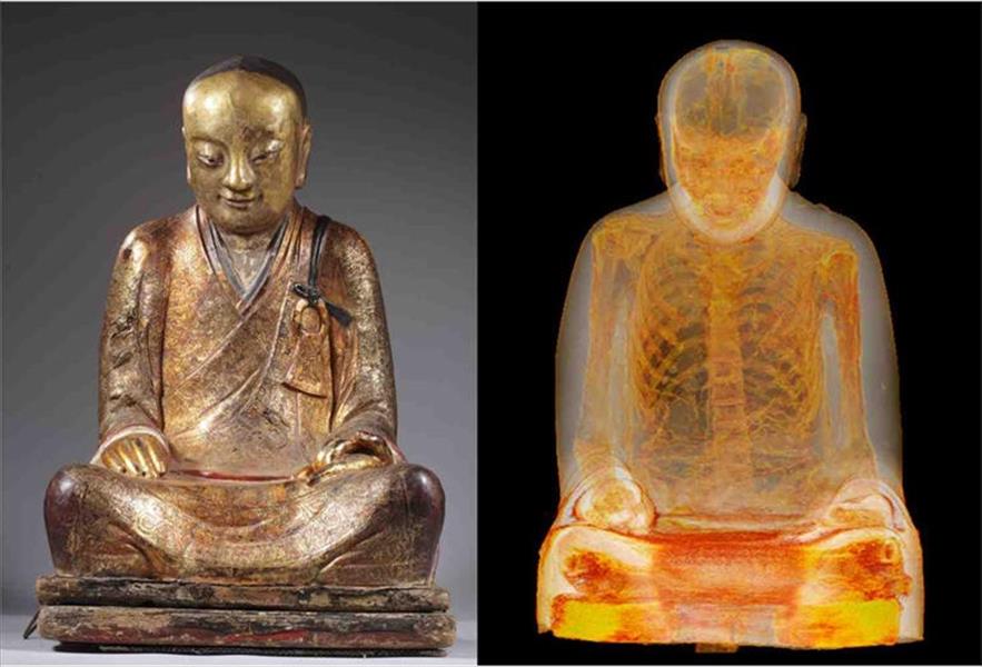 بالصور: أشعة مقطعيّة تكشف سرًا عمره 1000 عام داخل تمثال بوذا
