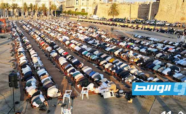صلاة عيد الأضحى بميدان الشهداء في طرابلس، الأربعاء 28 يونيو 2023. (مديرية أمن طرابلس)
